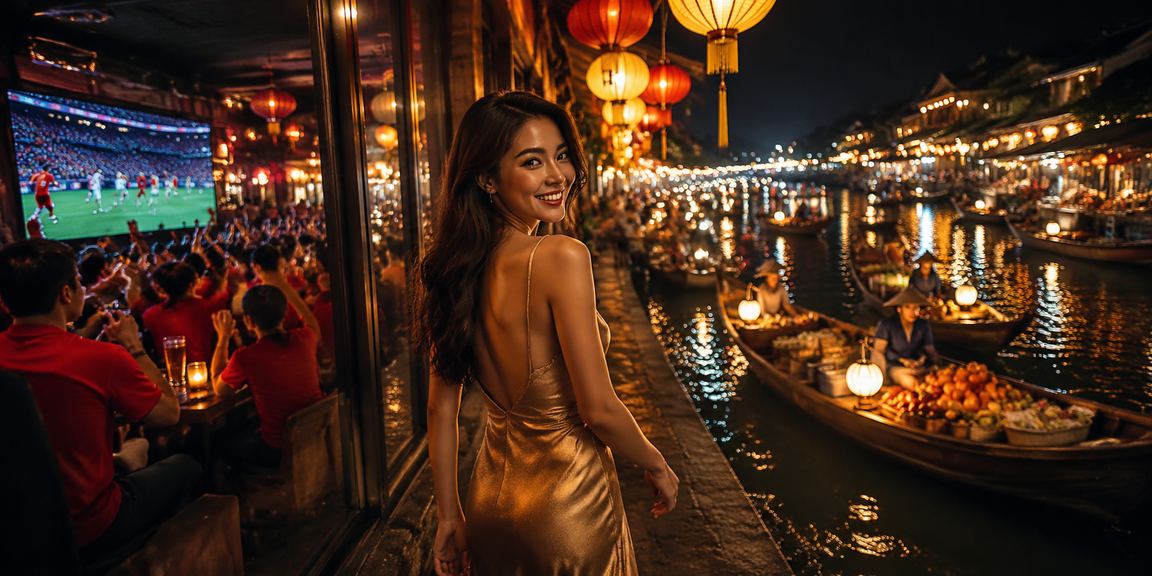 Không khí casino về đêm tại chợ đêm Hà Nội với ánh đèn neon rực rỡ